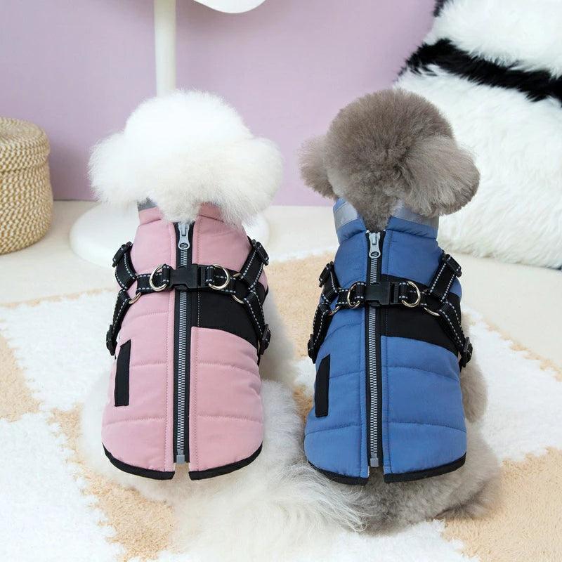 犬服 ジャンパー 犬の服 ジャケット コート ハーネス一体型 防寒 ドッグウェア S M L XL XXLサイズ ジャケット ペット用 小型犬 中型犬 秋服 冬服 秋冬 おしゃれ アウター コート お出かけ - 楽カート