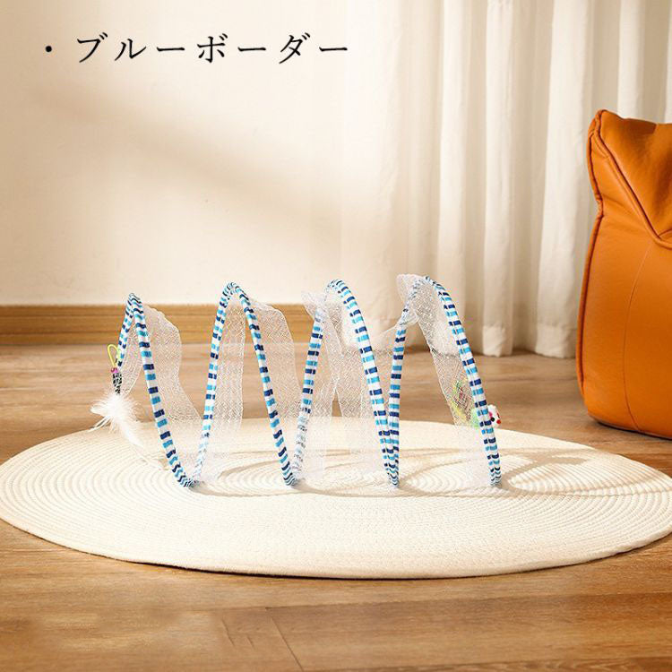 猫 おもちゃ トンネル 音が出る 羽根のじゃらし 猫の玩具 一人遊び 猫遊び Cat Toy コンパクトサイズ 折り畳み式収納 直径25cm 小型犬/ペットおもちゃ 猫の運動不足解消 猫グッズ